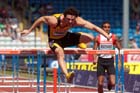 Gianni Frankis in the 110 metres hurdles at the Sainsbury's British Championships, Birmingham.